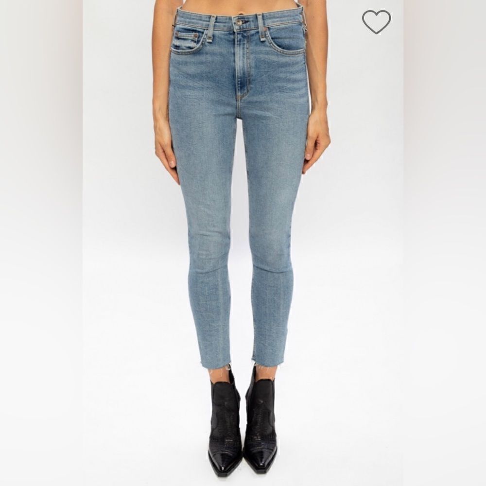 Rag & Bone High Rise Skinny Jeans Size 30 Light Wash Stretch Frayed Hem Raw Hem
